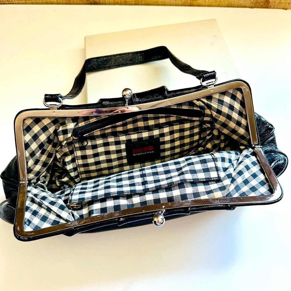 Hobo International Vintage Elegant Black Patent Leather Handbag